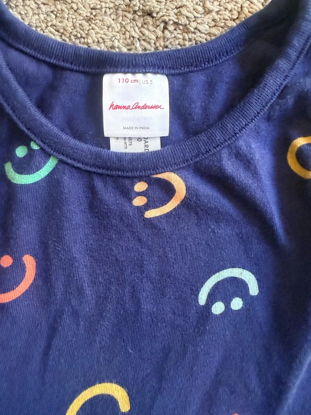 Hanna Andersson Navy Tank Dress with Colorful Smiley Print
